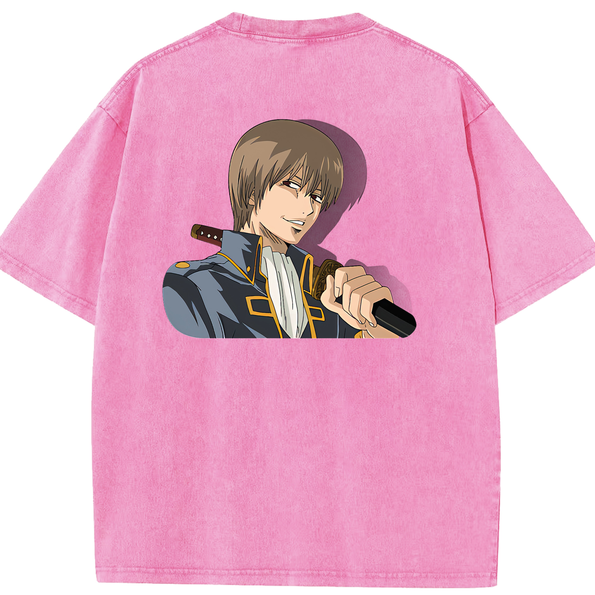 （画像用） ぎんたま 坂田銀時（さかたぎんとき） 神楽 志村新八（しむら しんぱち） GINTAMA Sakata Gintoki Kagura Shimura Shinpachi 綿100% ヴィンテージ風 半袖Tシャツ（背面プリント）